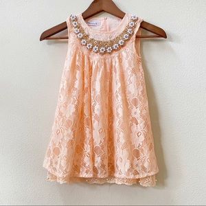 NWOT ChicaaBoo Embellished Laced Peach Dress sz XS or 3-4 yrs